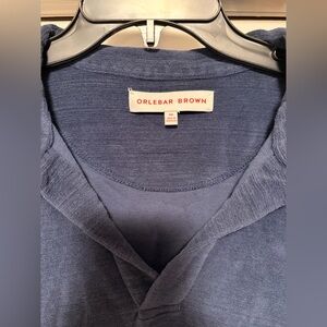 Orlebar Brown Deep Blue V-Neck Terry Cloth Shirt